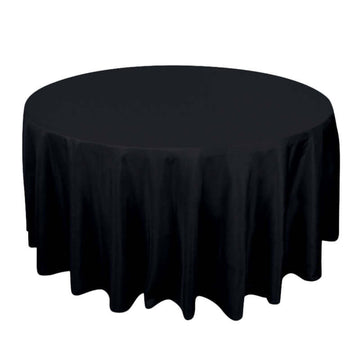 Premium Polyester 120" Round Tablecloth Black - Seamless 220GSM Wrinkle-Resistant Design for Classy Events