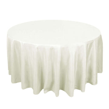 Premium Polyester 120" Round Tablecloth Ivory - Seamless 220GSM Wrinkle-Resistant Design Table Cover