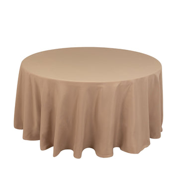 Premium Polyester 120" Round Tablecloth Nude - Seamless 220GSM Wrinkle-Resistant Table Cover