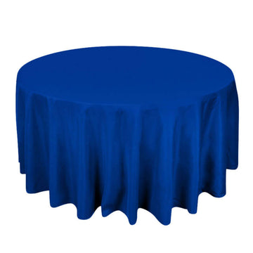 Premium Polyester 120" Round Tablecloth Royal Blue - Seamless 220GSM Wrinkle-Resistant Table Cover