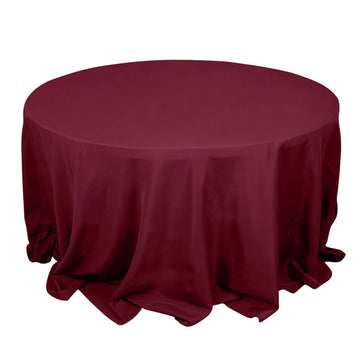 Premium Polyester 132" Round Tablecloth Burgundy - Seamless 220GSM Wrinkle-Resistant Table Cover