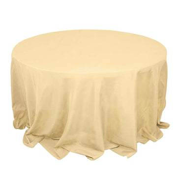 Premium Polyester 132" Round Tablecloth Champagne - Seamless 220GSM Wrinkle-Resistant Table Cover