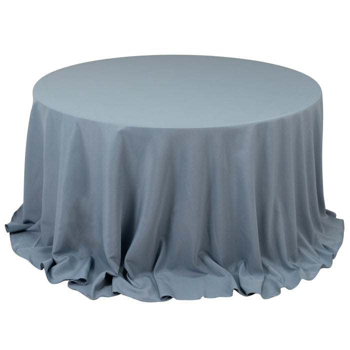 132 Dusty Blue Seamless Premium Polyester Round Tablecloth - 220GSM for 6 Foot