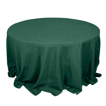 Premium Polyester 132" Round Tablecloth Hunter Emerald Green - Seamless 220GSM Wrinkle-Resistant Table Cover