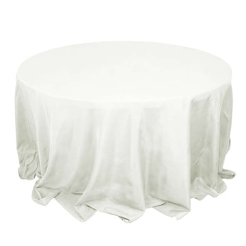 Premium Polyester 132" Round Tablecloth Ivory - Seamless 220GSM Wrinkle-Resistant Table Cover