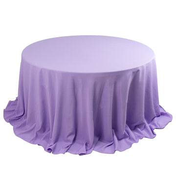 Premium Polyester 132" Round Tablecloth Lavender Lilac - Seamless 220GSM Wrinkle-Resistant Table Cover