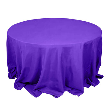 Premium Polyester 132" Round Tablecloth Purple - Seamless 220GSM Wrinkle-Resistant Table Cover