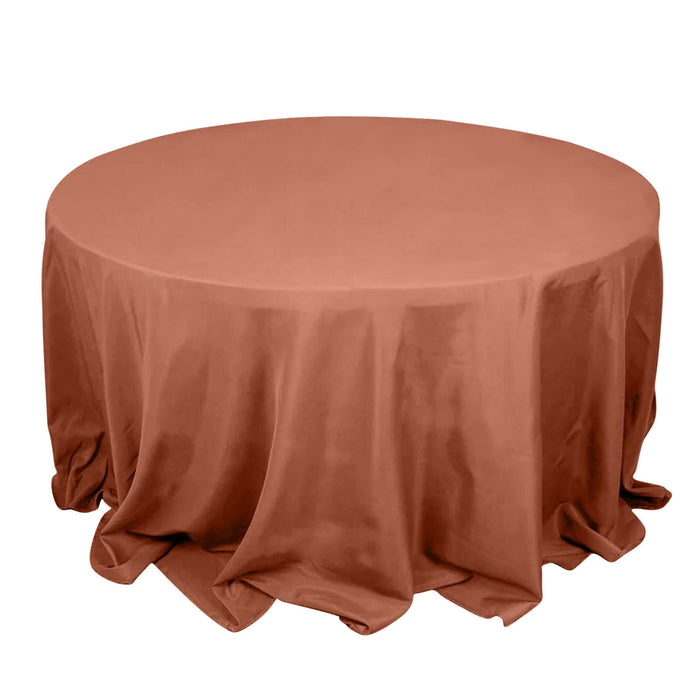 Terracotta (Rust) Seamless Premium Polyester Round Tablecloth 220GSM - 132inch