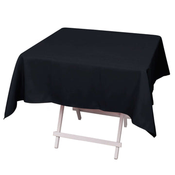 Premium Polyester 54"x54" Square Tablecloth Black - Stain and Wrinkle-Resistant 220GSM Finish for Weddings & Events