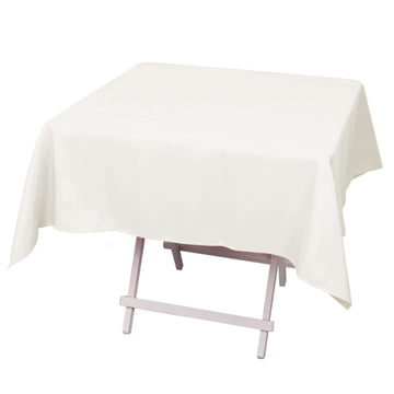 Premium Polyester 54"x54" Square Tablecloth Ivory - Stain and Wrinkle-Resistant 220GSM Table Cover