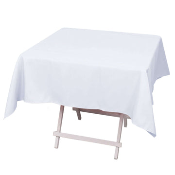 Premium Polyester 54"x54" Square Tablecloth White - Stain and Wrinkle-Resistant 220GSM Finish for Weddings & Events