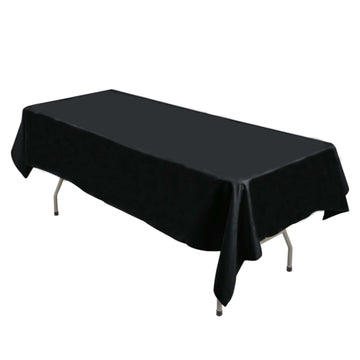 Premium Polyester 54"x96" Rectangle Tablecloth Black - Durable 220GSM Stain-Resistant Fabric Table Cover