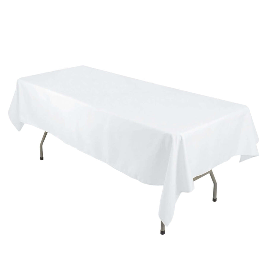 54"x96" White Premium Polyester Rectangle Tablecloth - 220GSM