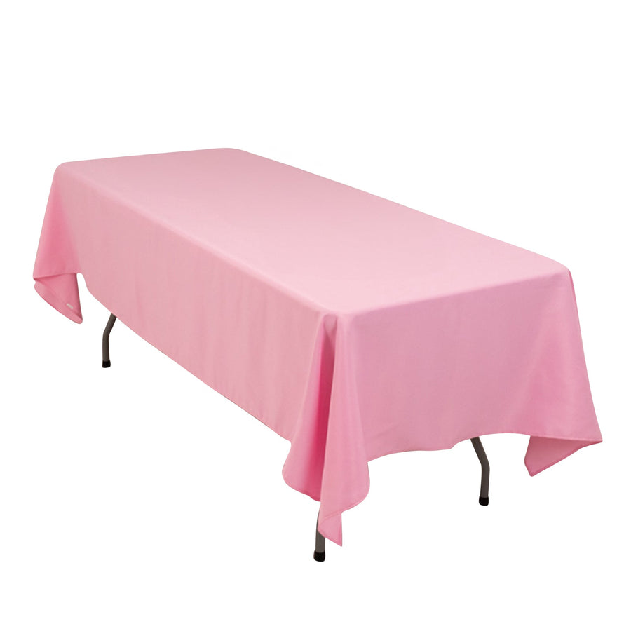 Premium Polyester 60"x102" Rectangle Tablecloth Pink - Durable 220GSM Wrinkle-Resistant Table Cover