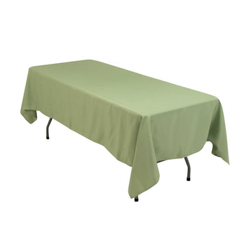 Premium Polyester 60"x102" Rectangle Tablecloth Sage Green - Durable 220GSM Wrinkle-Resistant Table Cover