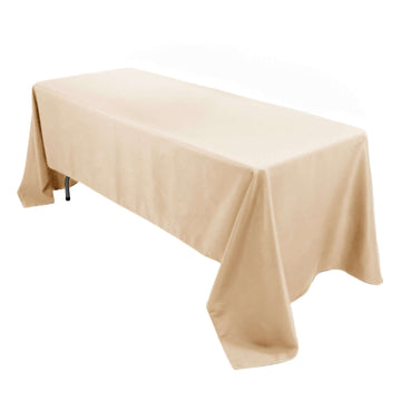 Premium Polyester 60"x126" Rectangle Tablecloth Beige - Stain-Resistant 220GSM Finish Table Cover