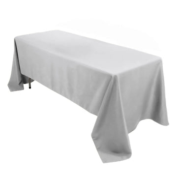 Premium Polyester 60"x126" Rectangle Tablecloth Silver - Stain-Resistant 220GSM Finish Table Cover