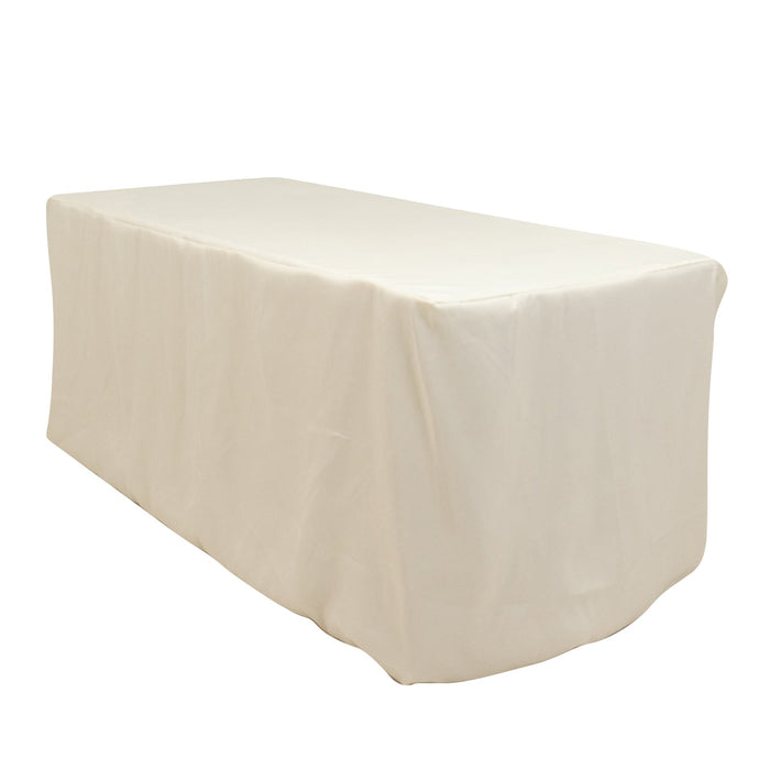 Ivory Fitted Premium Polyester Rectangle Tablecloth 6ft Table Cover#whtbkgd