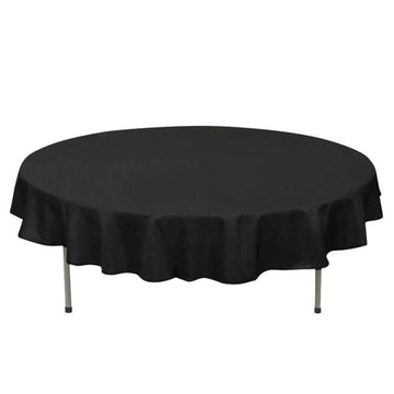 Premium Polyester 70" Round Tablecloth Black - Stain and Wrinkle-Resistant 220GSM Table Cover