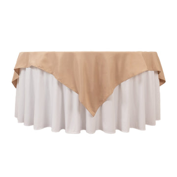 Premium Polyester 70"x70" Table Overlay Square Tablecloth Nude 220GSM Wrinkle-Resistant Table Cover