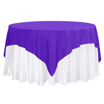 Premium Polyester 70"x70" Table Overlay Square Tablecloth Purple 220GSM Wrinkle-Resistant Table Cover