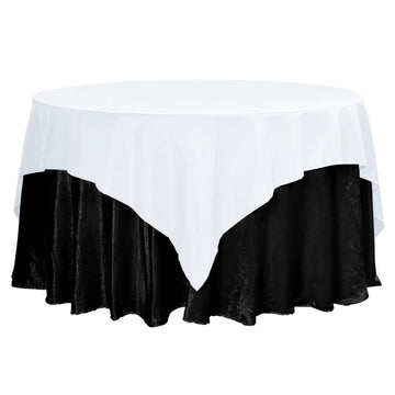 Premium Polyester 70"x70" Table Overlay Square Tablecloth White 220GSM Wrinkle-Resistant Table Cover for Stylish Gatherings