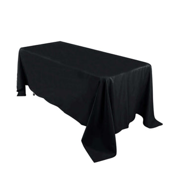 Premium Polyester 72"x120" Rectangle Tablecloth Black - 220GSM Stain-Resistant Table Cover