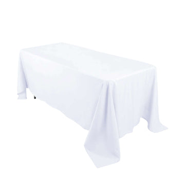 Premium Polyester 72"x120" Rectangle Tablecloth White - 220GSM Stain-Resistant Table Cover for Weddings & Event Decor