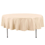 90" Beige Premium Polyester Round Tablecloth - 220GSM