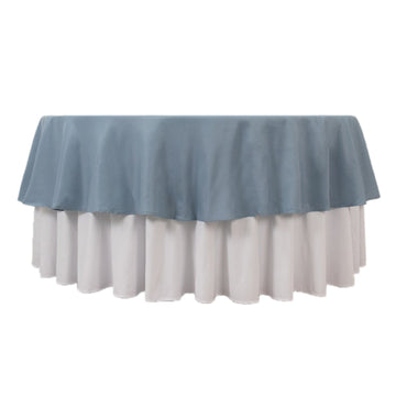 Premium Polyester 90" Round Tablecloth Dusty Blue - Stain and Wrinkle-Resistant Design with 220GSM Thickness Table Cover