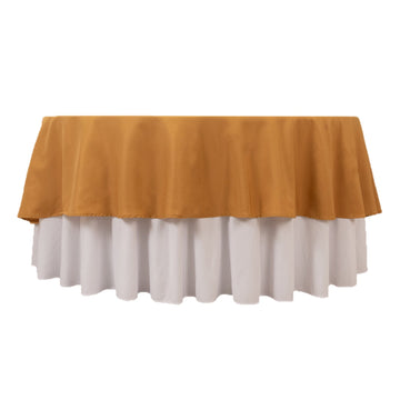 Premium Polyester 90" Round Tablecloth Gold - Stain and Wrinkle-Resistant 220GSM Table Cover for Weddings & Event Decor