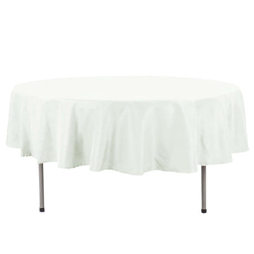 Premium Polyester 90" Round Tablecloth Ivory - Stain and Wrinkle-Resistant Design with 220GSM Thickness Table Cover