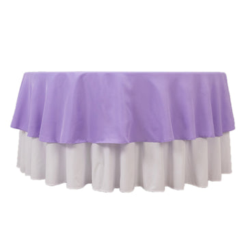 Premium Polyester 90" Round Tablecloth Lavender Lilac - Stain and Wrinkle-Resistant Design with 220GSM Thickness Table Cover