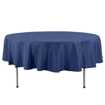 Premium Polyester 90" Round Tablecloth Navy Blue - Stain and Wrinkle-Resistant Design with 220GSM Thickness Table Cover