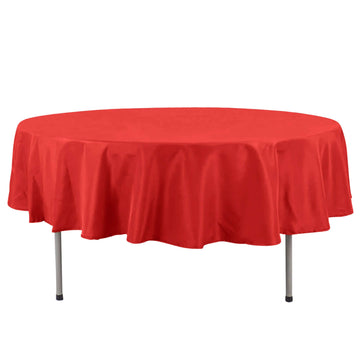 Premium Polyester 90" Round Tablecloth Red - Stain and Wrinkle-Resistant Design with 220GSM Thickness Table Cover