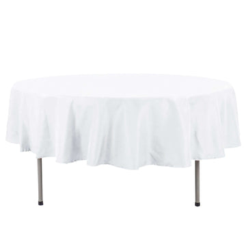 Premium Polyester 90" Round Tablecloth White - Stain and Wrinkle-Resistant 220GSM Table Cover for Weddings & Event Decor