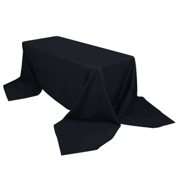 Premium Polyester 90"x156" Rectangle Tablecloth Black - Seamless 220GSM Stain-Resistant Design for Classy Events