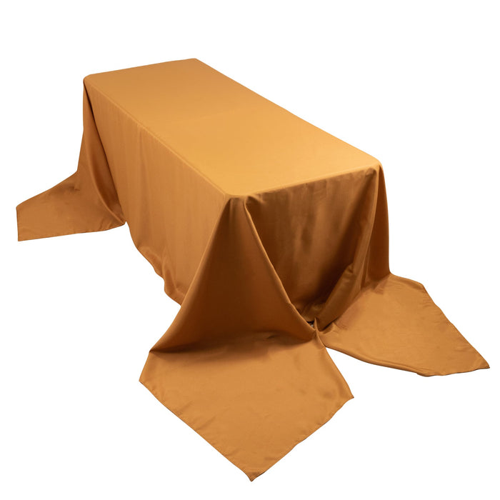 Gold Seamless Premium Polyester Rectangular Tablecloth 220GSM 90"x156inch for 8 Foot Table