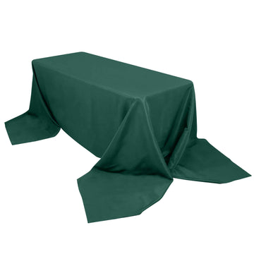 Premium Polyester 90"x156" Rectangle Tablecloth Hunter Emerald Green - Seamless 220GSM Stain-Resistant Table Cover