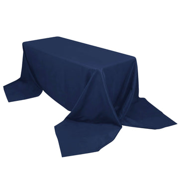 Premium Polyester 90"x156" Rectangle Tablecloth Navy Blue - Seamless 220GSM Stain-Resistant Table Cover