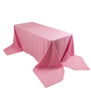 Premium Polyester 90"x156" Rectangle Tablecloth Pink - Seamless 220GSM Stain-Resistant Table Cover