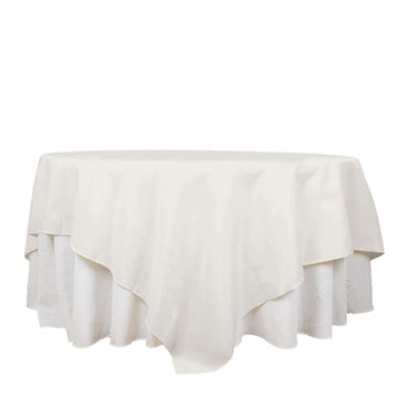 Premium Polyester 90"x90" Table Overlay Square Tablecloth Ivory 220GSM Wrinkle-Resistant Table Cover