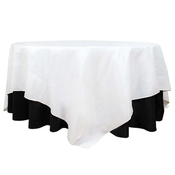 Premium Polyester 90"x90" Table Overlay Square Tablecloth White 220GSM Wrinkle-Resistant Table Cover Stylish Gatherings