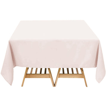 Premium Polyester Square Tablecloth 70"x70" Blush 220GSM Wrinkle-Resistant Table Cover