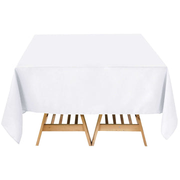 Premium Polyester Square Tablecloth 70"x70" White 220GSM Wrinkle-Resistant Table Cover for Stylish Gatherings