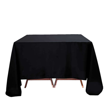 Premium Polyester Square Tablecloth 90"x90" Black 220GSM Wrinkle-Resistant Table Cover