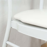 5 Pack White PU Leather Chiavari Chair Cushion Pads with Wood Backed Design