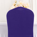 Purple Ruffle Pleated Skirt Banquet Spandex Chair Slipcover, 1-Piece Stretch Fitted Chair Cover