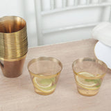 25 Pack 9oz Crystal Gold Rimmed Short Disposable Tumbler Glasses