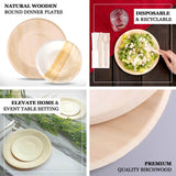 25 Pack | 9inches Eco Friendly Natural Birchwood Wooden Round Dinner Plates